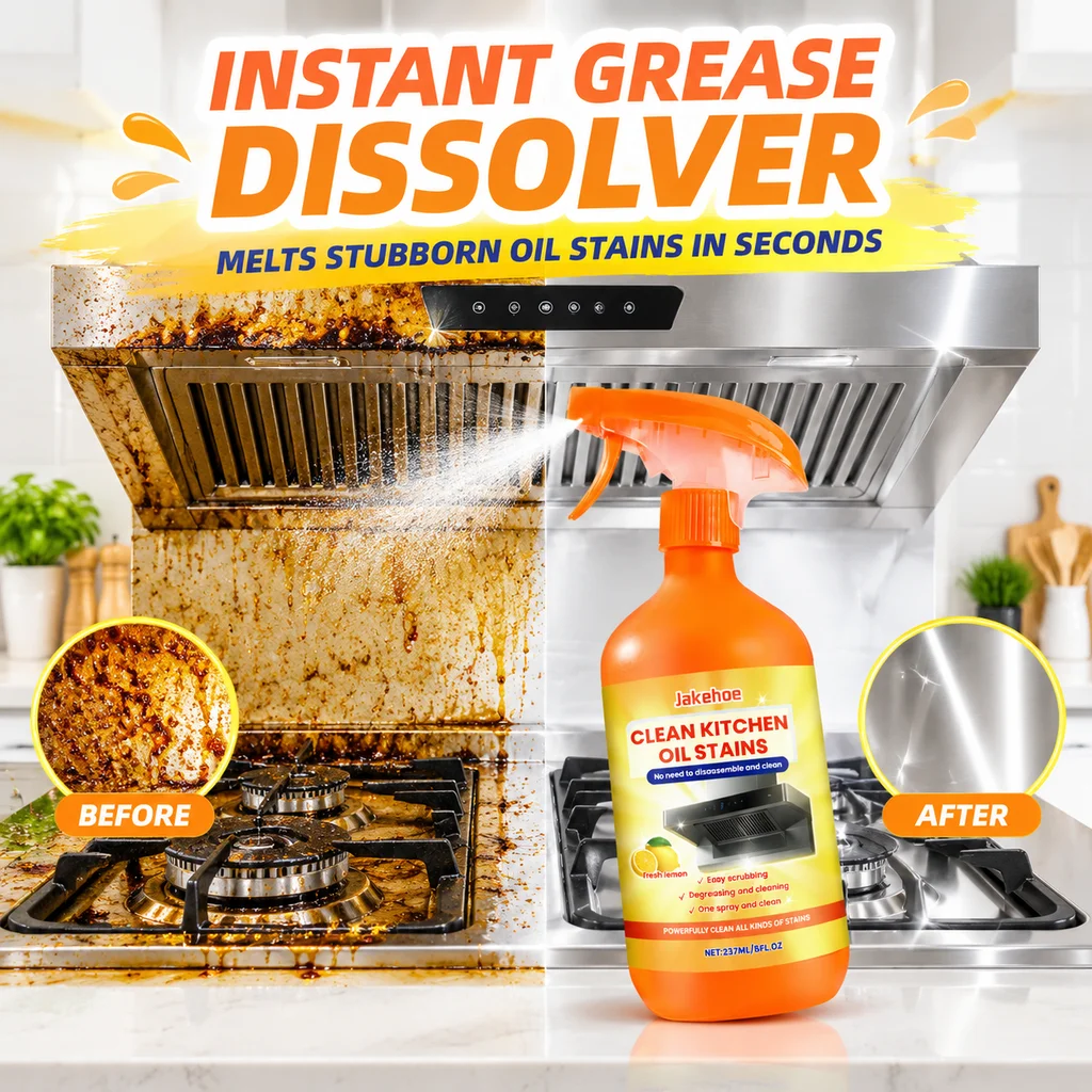 237ml Kitchen Grease Remover Spray Powerful Degreaser Instant Oil Stain Dissolver Stainless Steel Hoods Cooktop Utensils Cleaner