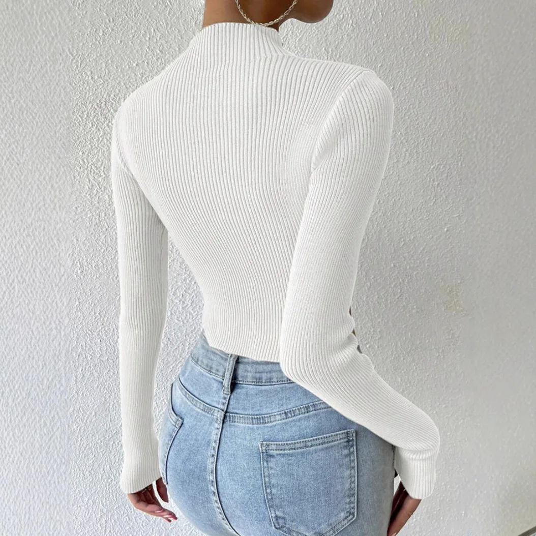 Slim Fit Pure Color Ribbed Knitwear Base Layer Thin Autumn Winter Women's Fashion Leggings mid Waist Pantyhose Style