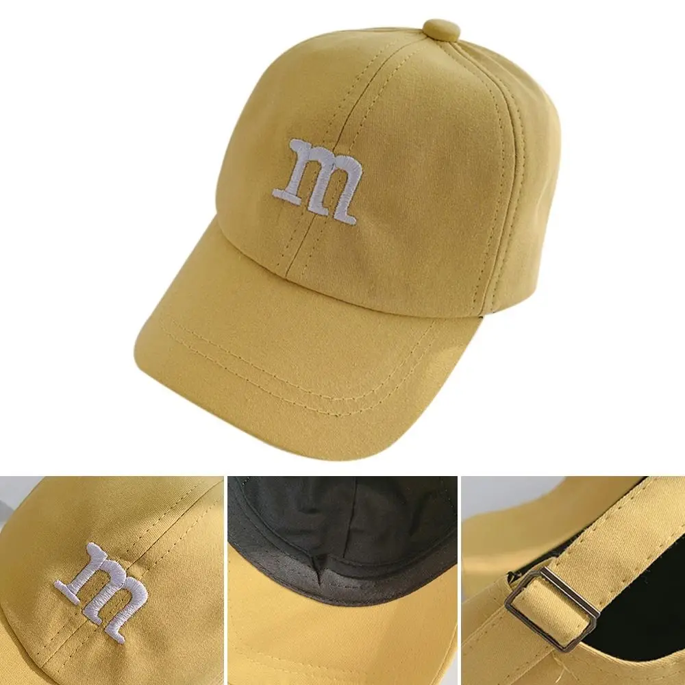 Children M Letter Embroidered Adjustable Baseball Caps Sunscreen Hat Hip Hop Hat Casual Cap