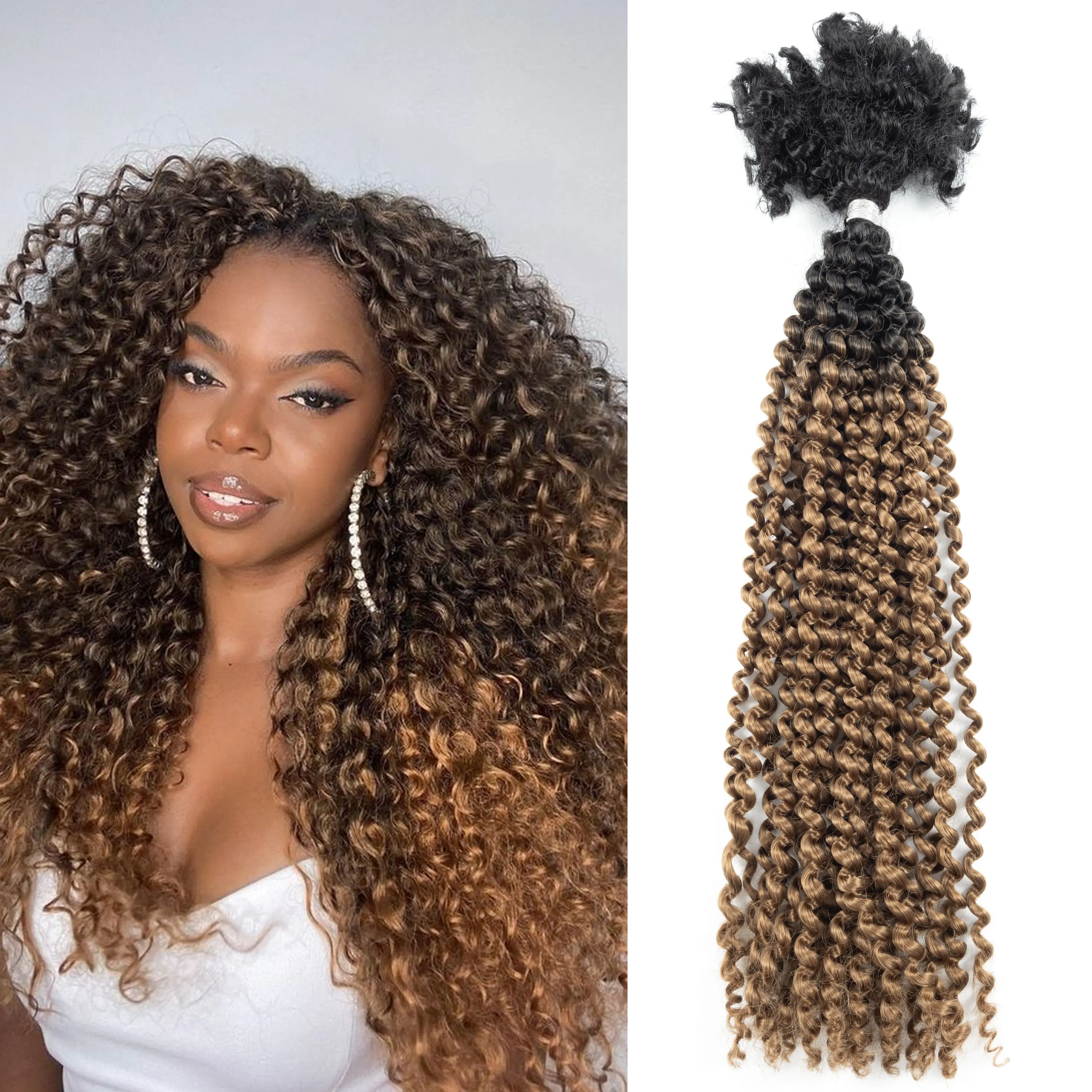 #T1B-30 Soft Synthetic Blend Hair Bundles No Weft Vibrant Color Retention Remy Blend Bulk Hair