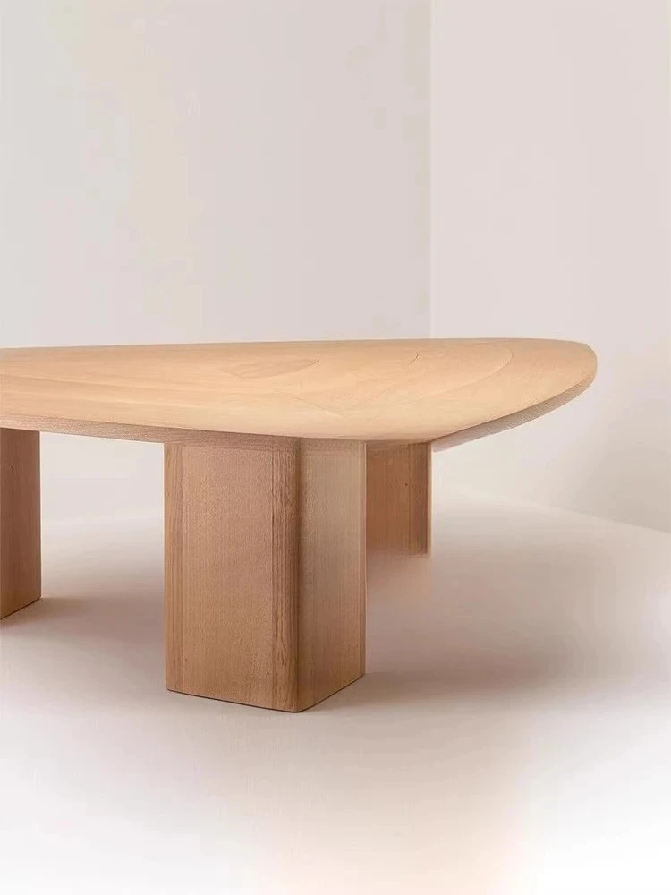 Medieval oak solid wood dining table Italian minimalist modern wabi-sabi special-shaped conference table