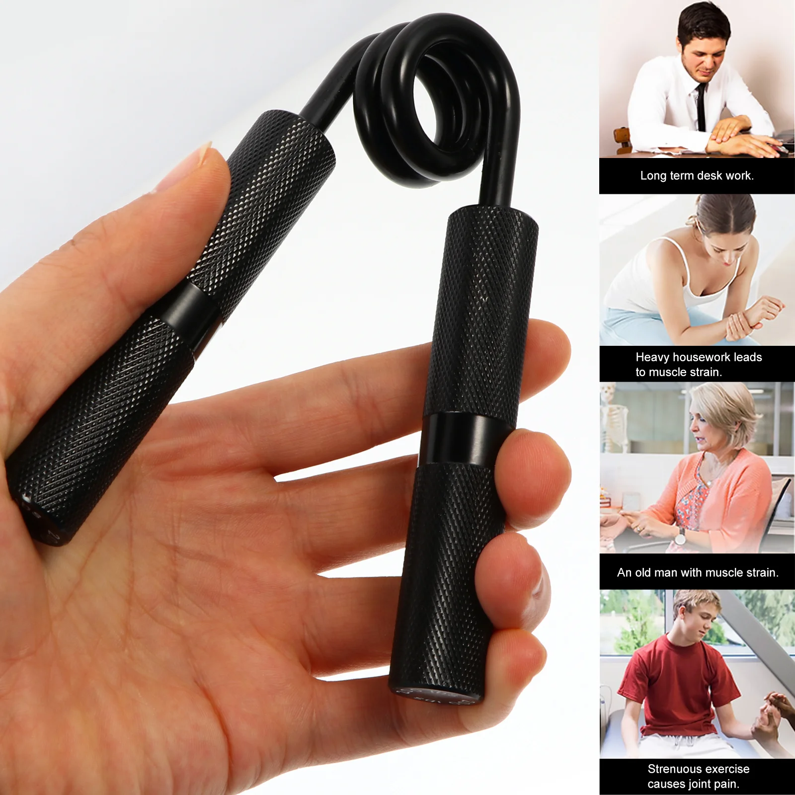 

1Pcs Metal Hand Gripper Heavy-Duty Finger Trainer Strengthener Fitness Wrist Exerciser Hand Grip Strength Trainer for Sports and