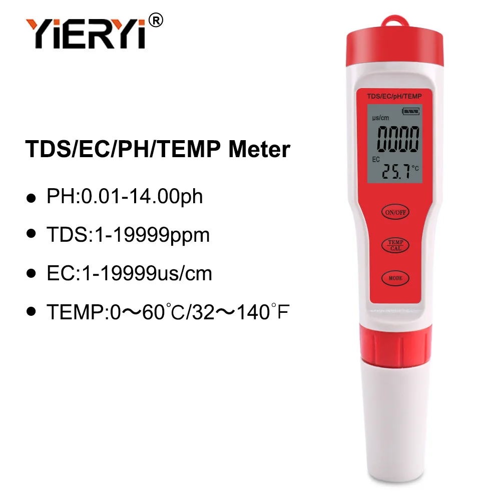 For portable water quality tester pH/TDS/EC/TEMP 4-in-1 test pen 9908 test pen conductivity