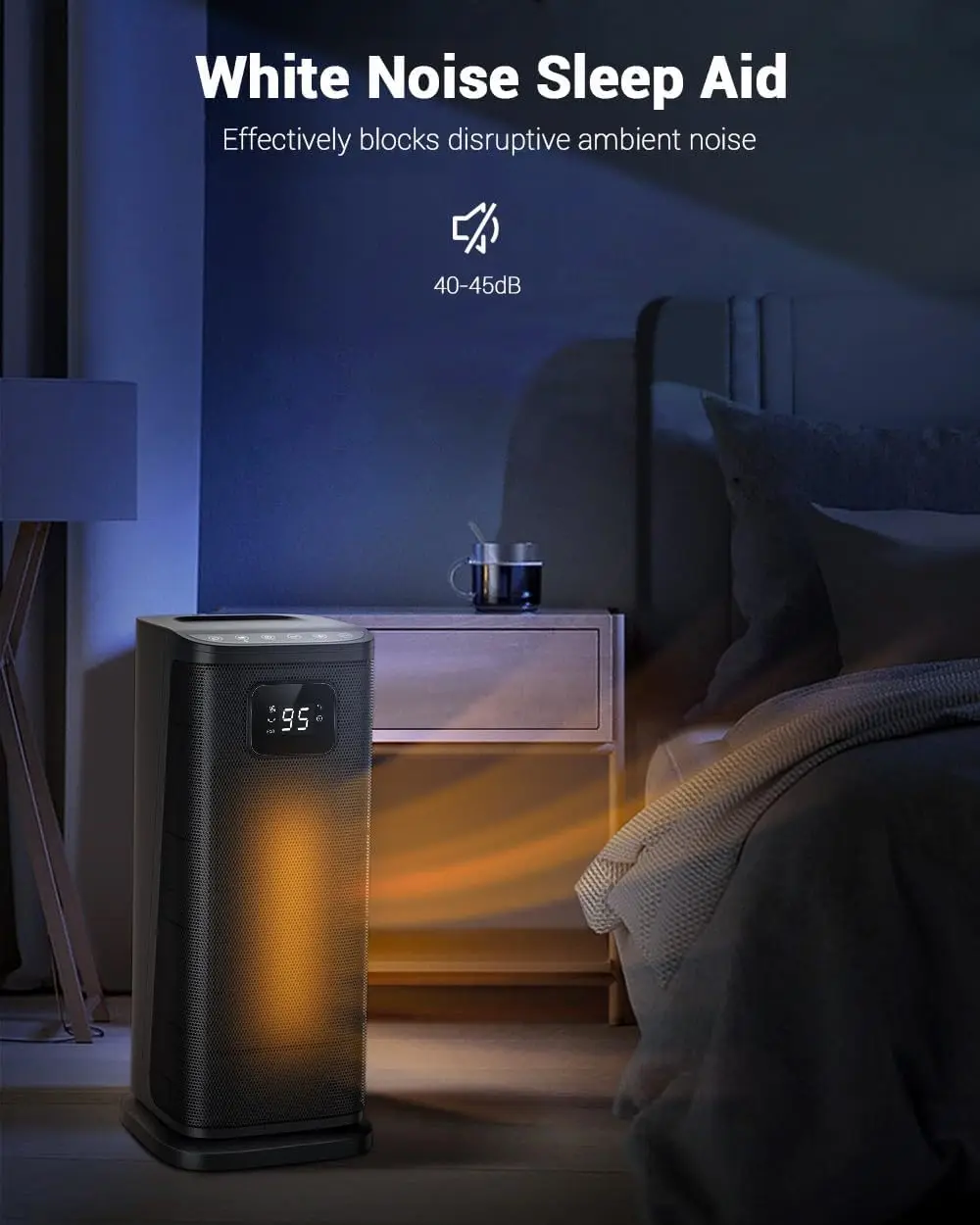 Portable 1500W Ceramic Space Heater with Thermostat, Timer, 4 Modes, Oscillating, LED Display, Black