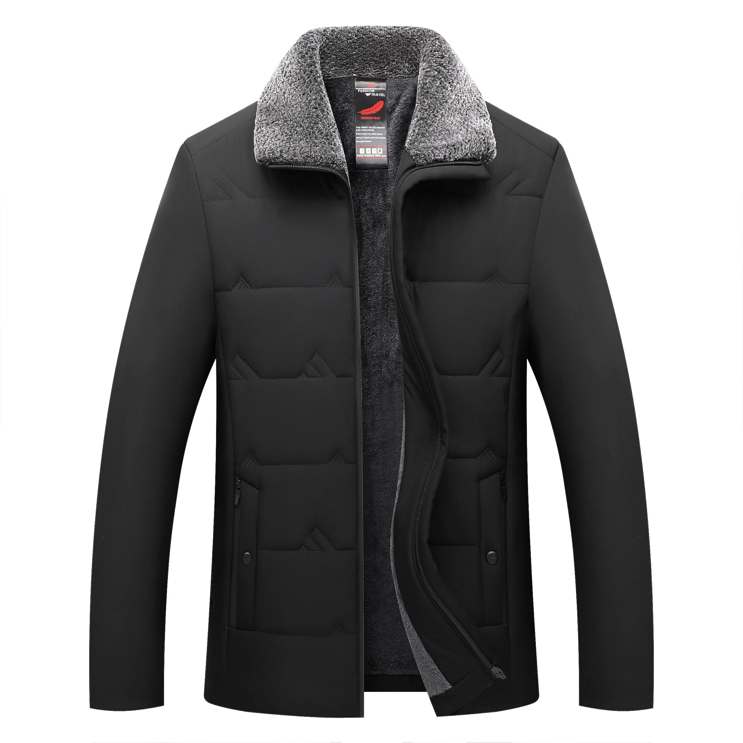 Winter New Fashionable Solid Color Thick Warm Cotton Coat with Velvet for Men's Casual Loose Sport Windproof Large Size Coat