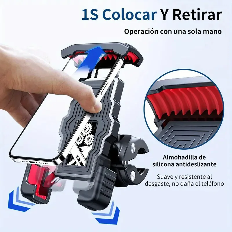 

Phone Holder Waterproof Silicone One-Hand Operation Motorcycle Handlebar Mount for Mobile Phone ATV Scooter