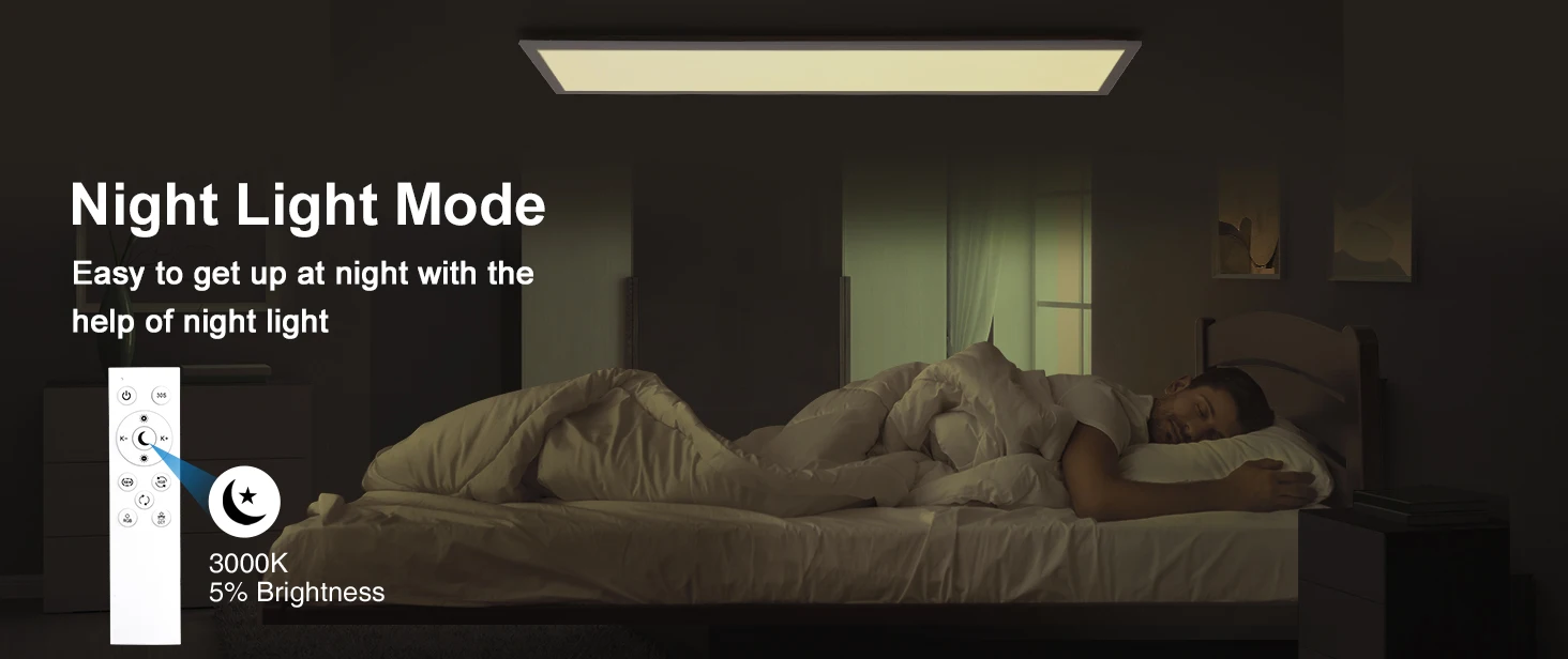 100x25cm RGB LED-Panel-Deckenleuchte, 30W 3300LM Dimmbar mit Fernbedienung, 3000-6500K Lampe für Wohnzimmer Schlafzimmer Flur – Detail 6