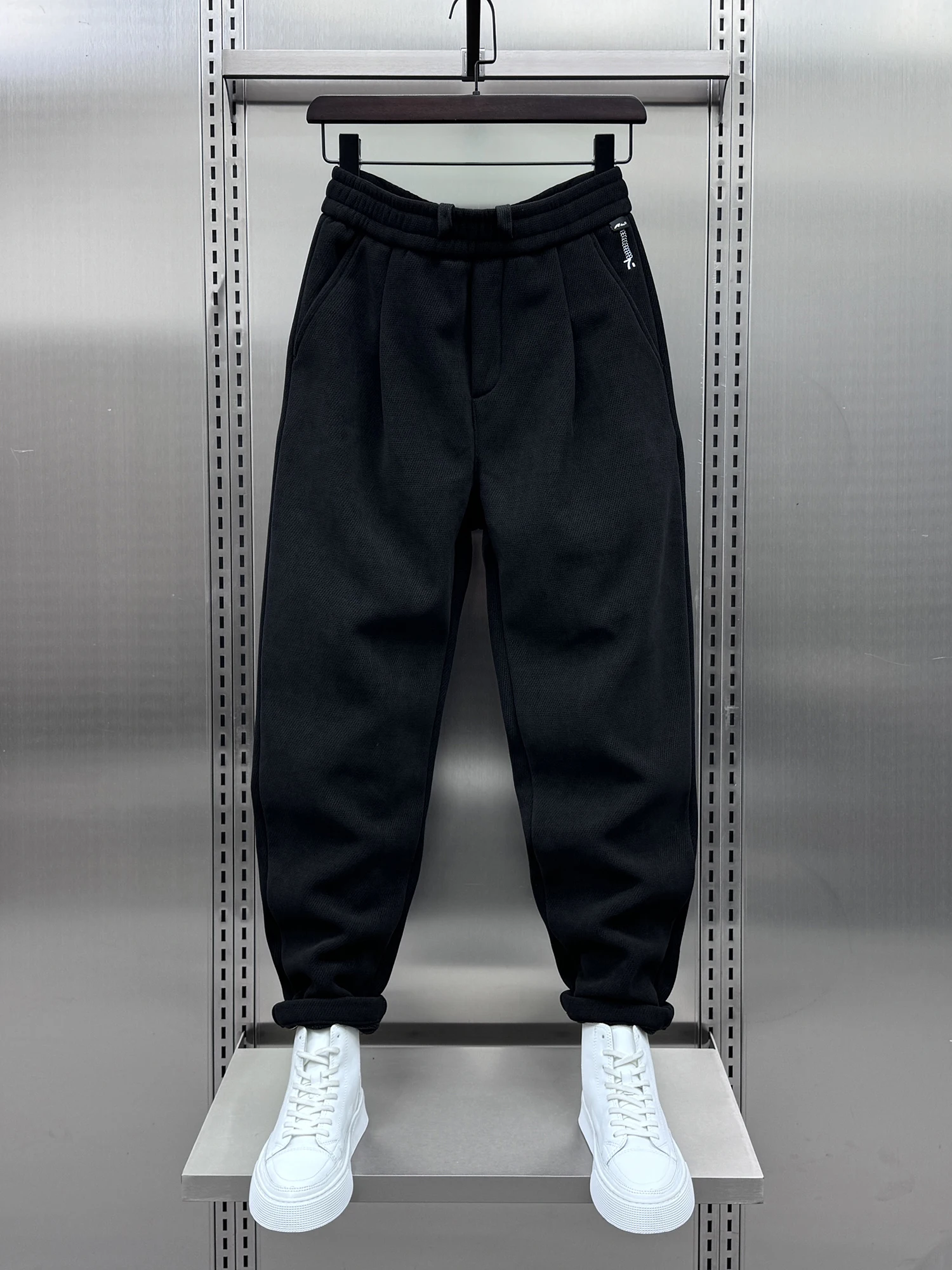 

Мужские повседневные брюки Thiened Fce на подкладке, осень-зима, новые брюки Harajuku Sle Pure Color Bla для похудения, спортивные брюки