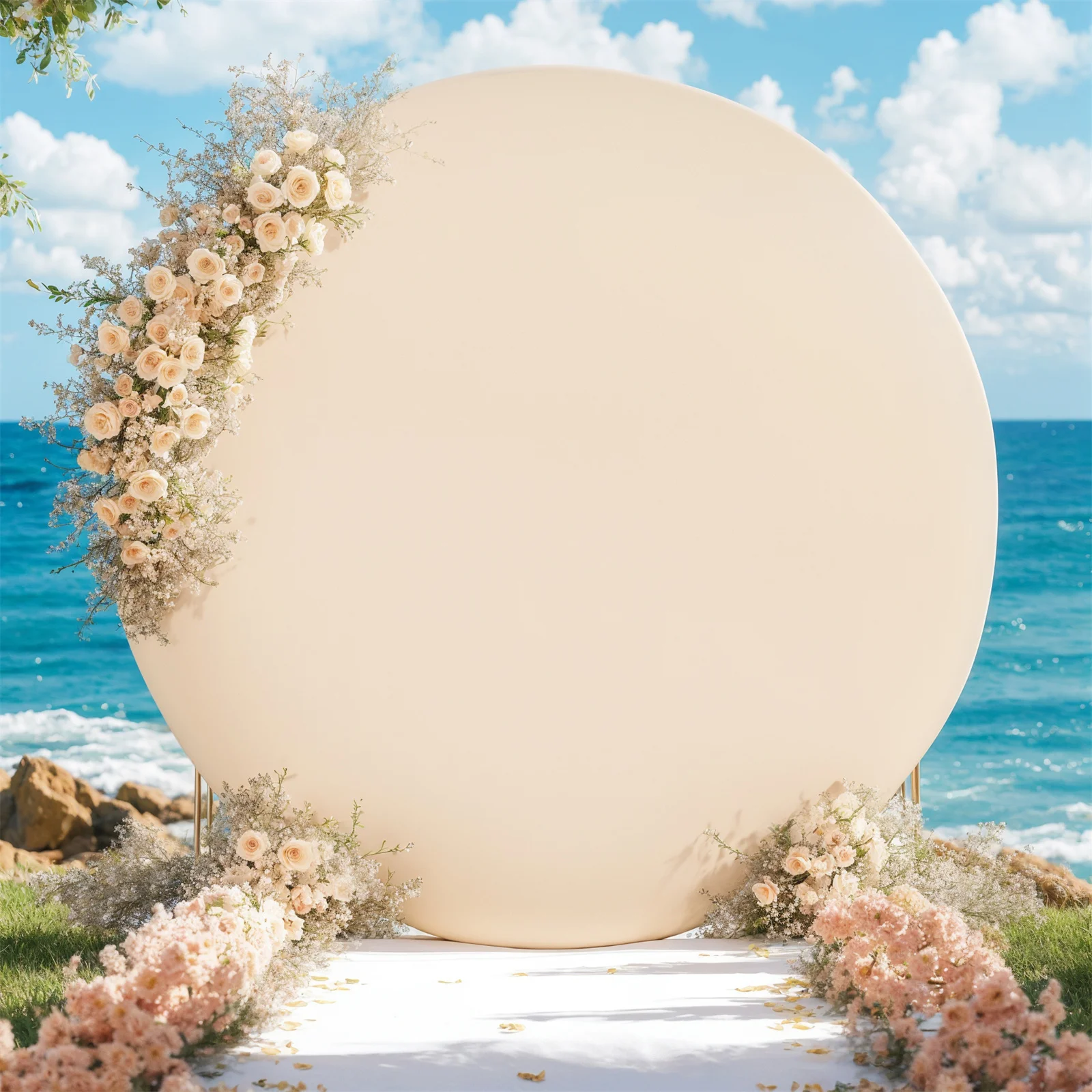 

7.2ft Round Backdrop Cover Round Fabric Photo Background For Photography Party Birthday Wedding Baby Shower Home Decorations