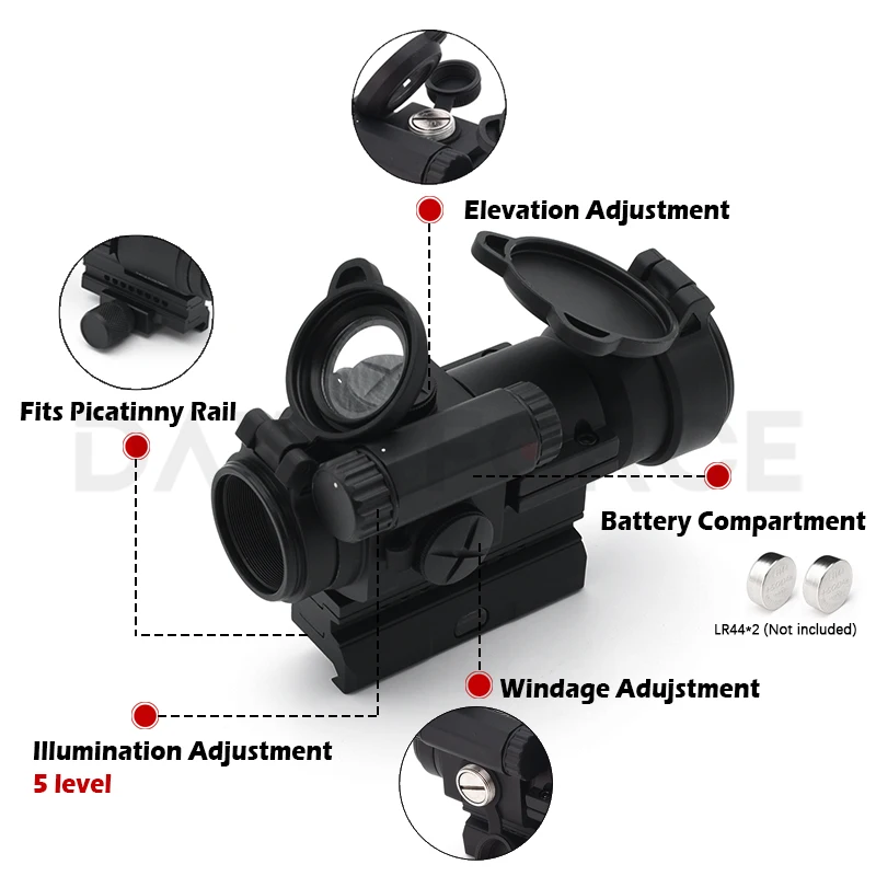 Holy Warrior Tactical 2 MOA Patrol Rifle Optic PRO Red Dot Reflex Sight with QRP2 Mount and Spacer