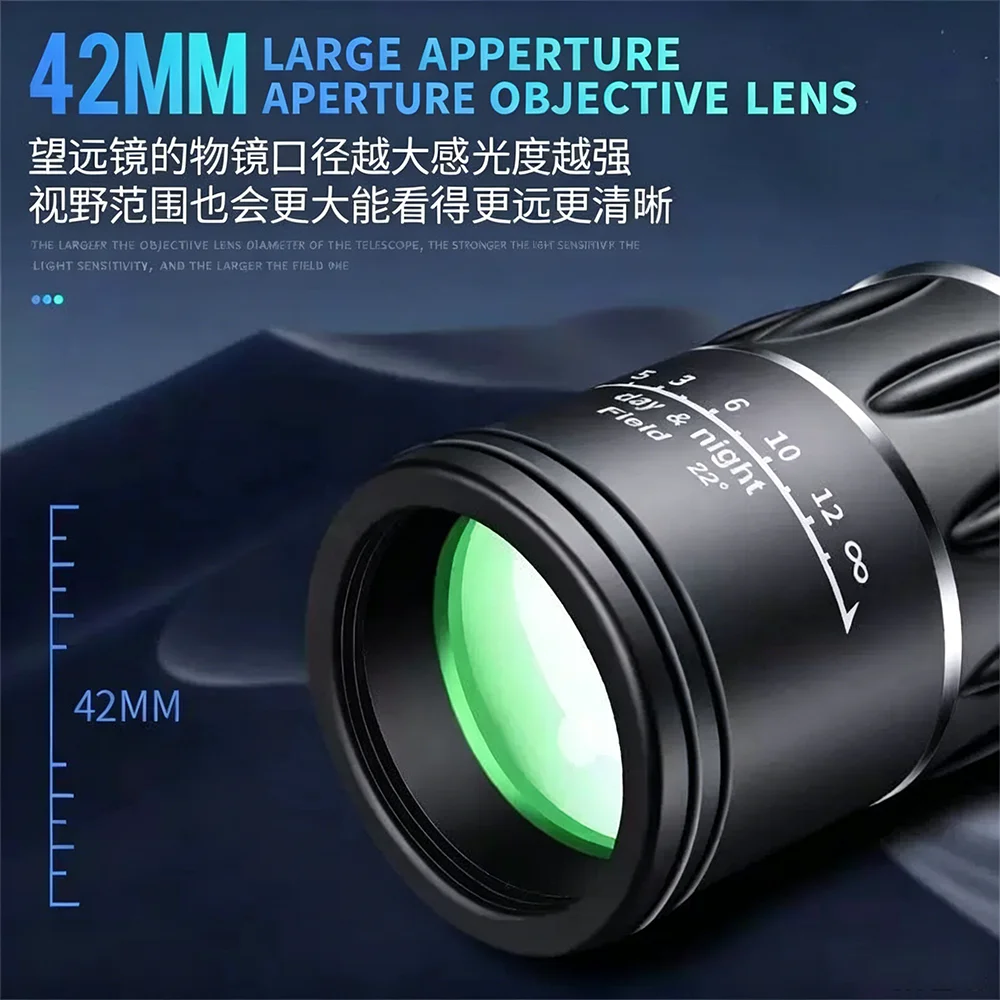 16x52 Monocular Telescope High Output Dual Focus Optical Zoom Scope High Magnification Long Range Telescope