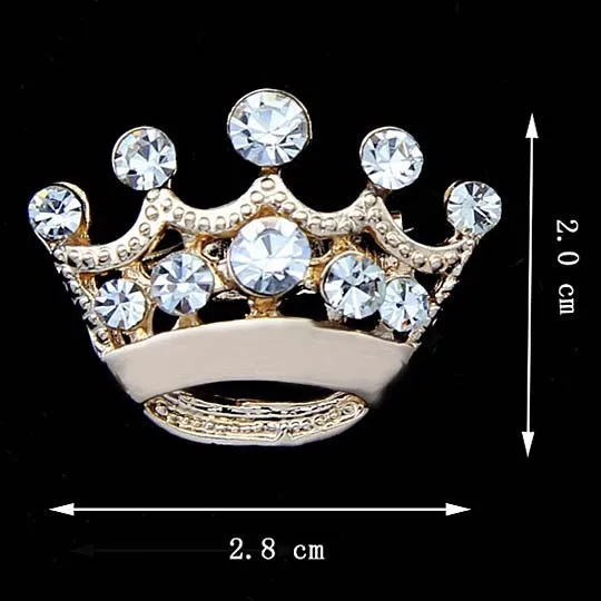 Petite broche couronne incrustée de strass, nouveau Style, petite épingle à col plaquée or et argent, Mini épingle H1342