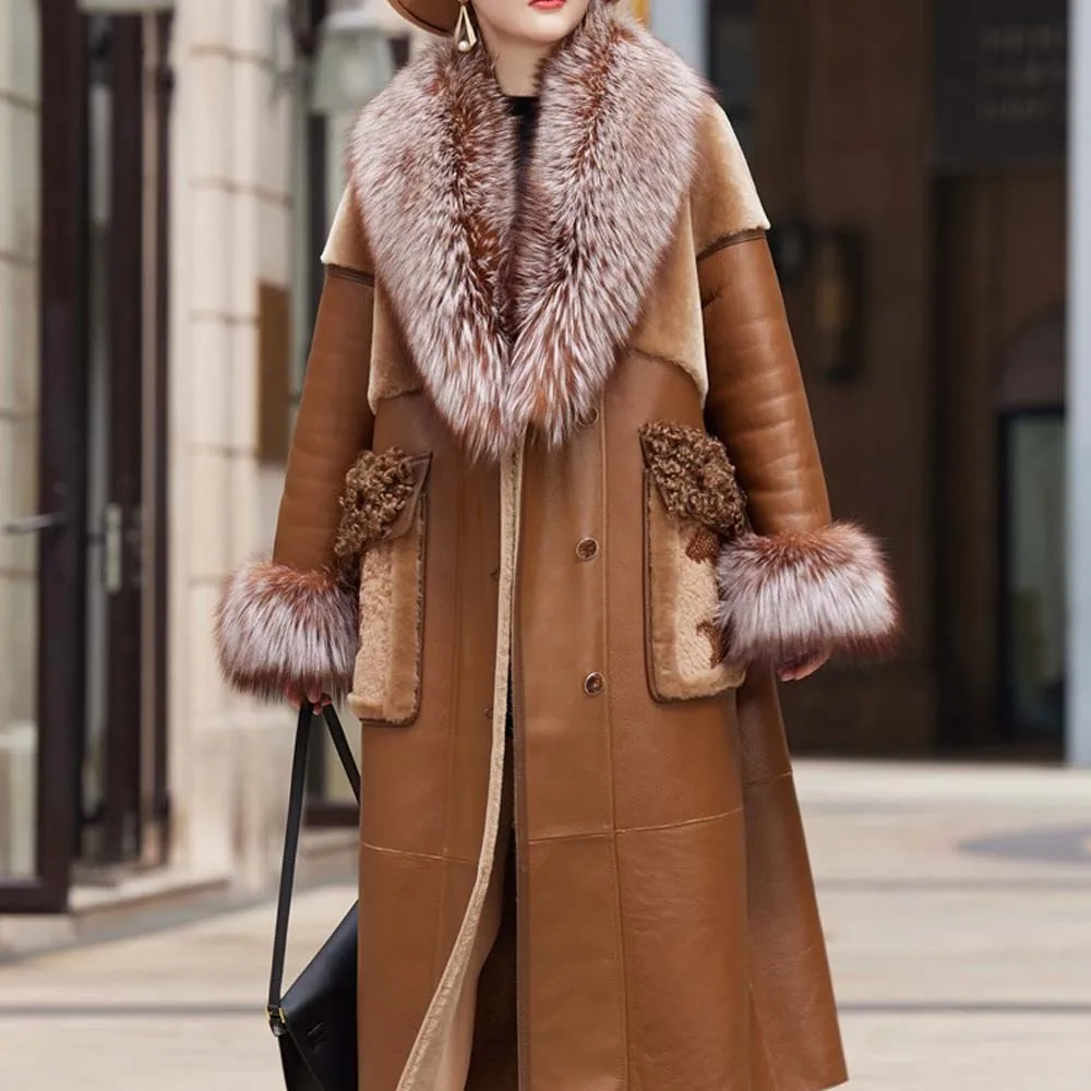 スリムロング本革ジャケット女性ファッションソリッドボタンコート女性エレガントなネクタイベルトウエストポケットジャケット女性レディース