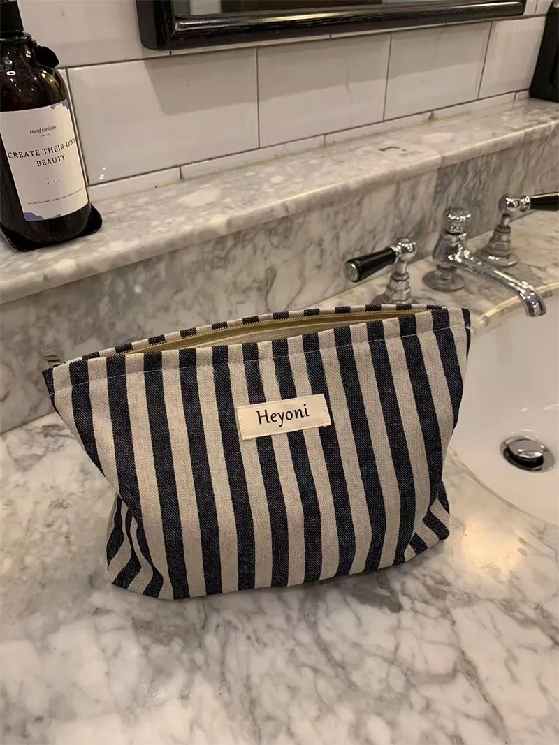 

Сумка-органайзер Heyoni Retro Striped Large Capacity для путешествий, женская, из хлопка, прямоугольная, портативная