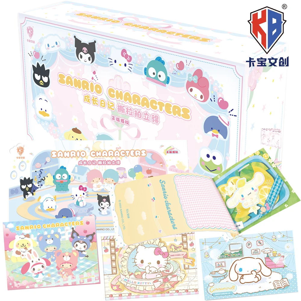 Tarjetas de colección genuinas de Kabao Sanrio, serie Polaroid de Tear Pull, diario de crecimiento IP de dibujos animados de Anime, tarjetas de personajes encantadores, juguetes, regalos