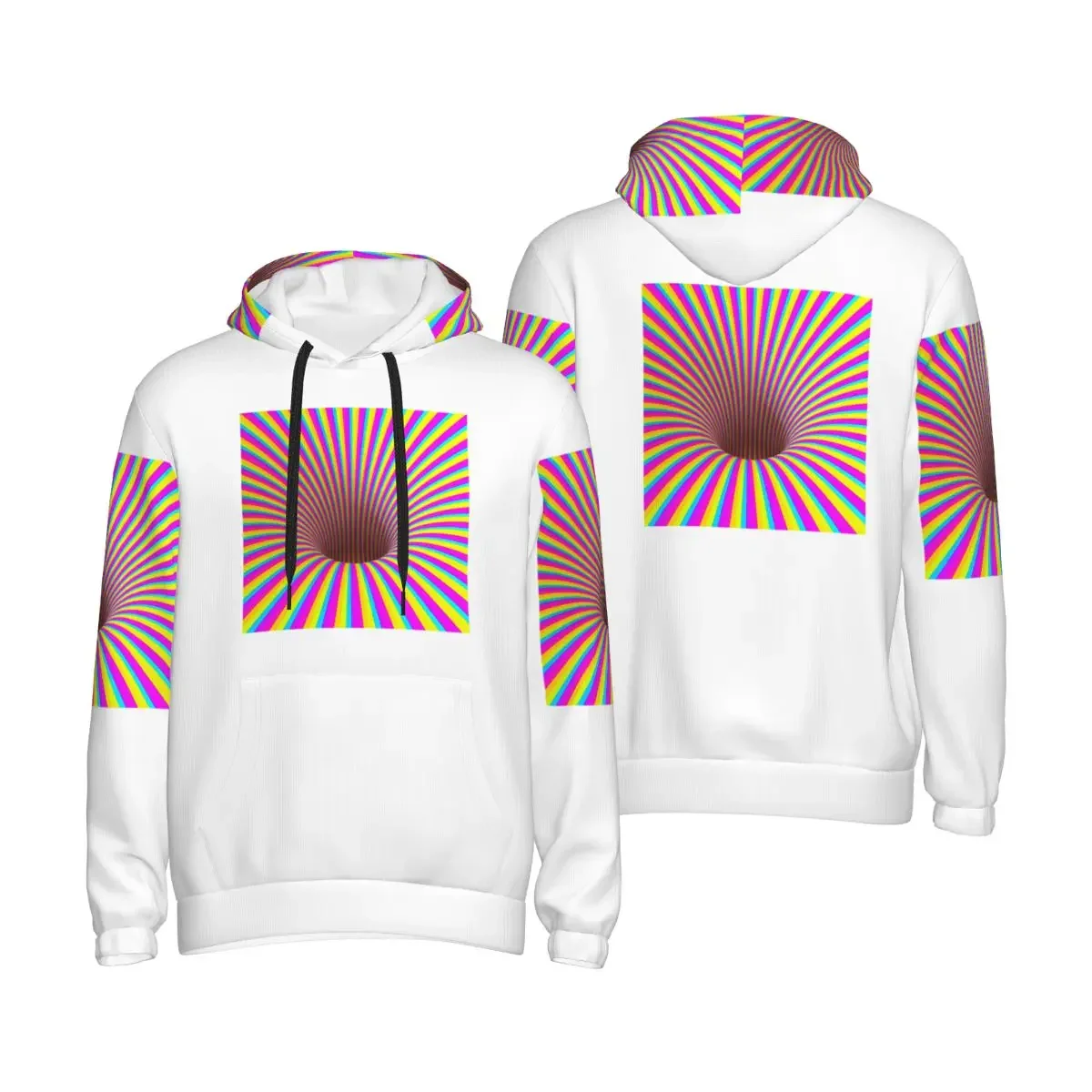 Grid Wormhole Geometric 3D Vortex Illusion Hoodies Hip Hop Pullover Autumn Winter Men's Women's Sweatshirts Long Sleeve Tops
