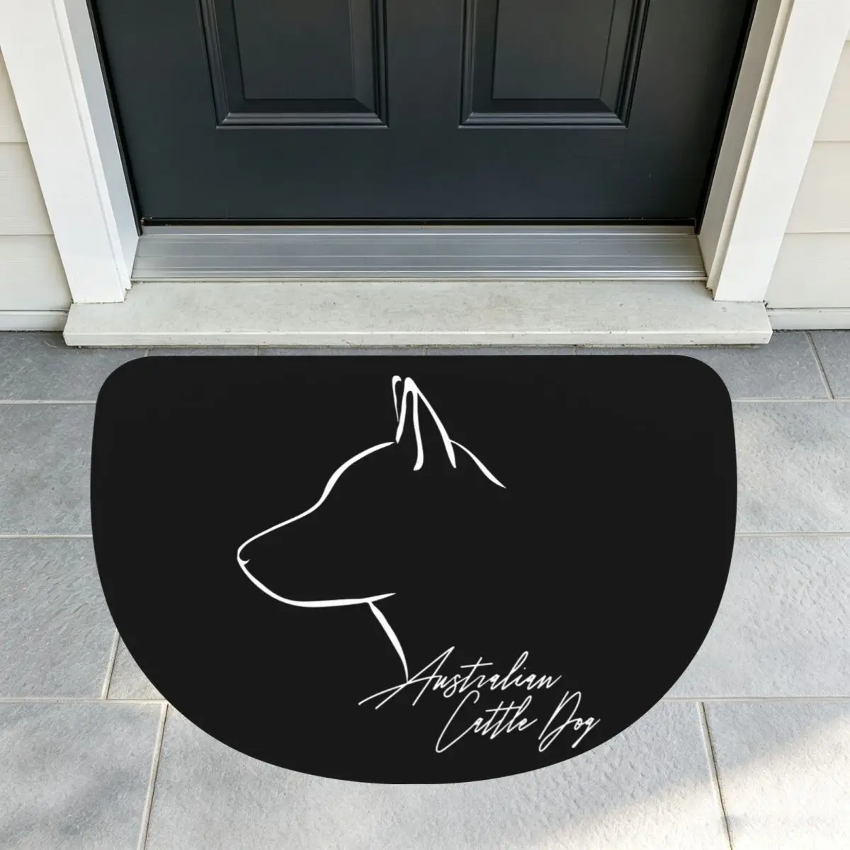 Australian Cattle Dog Dog Mom Profile Soft Flannel Half Round Doormat Non Slip Bathroom Mat Absorbent Floor Carpet for Garage