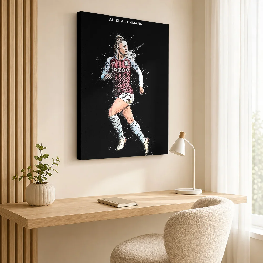 Alisha Lehmann Soccer Player Canvas Painting Poster Dynamic Style Wall Decor With Customized Photo For Home Gym Ideal Coach Gift