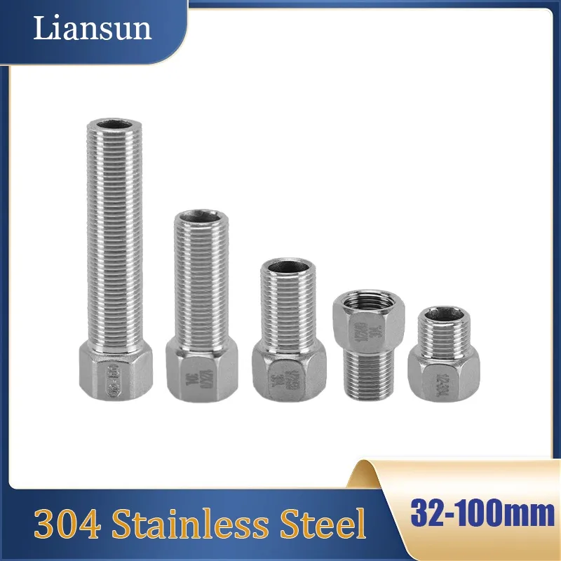 

1/2" 304 Stainless Steel Thickened Adapter - Hexagon Male-Female Water Pipe Extender & Straight Connector