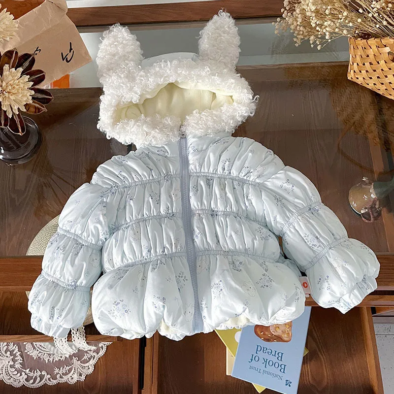 

Toddler Kids Girls Winter Jacket 2025 Hooded Thick Warm Infant Baby Girls Coat Elastic Waist Children 1-6Y Girls Outerwear Parka