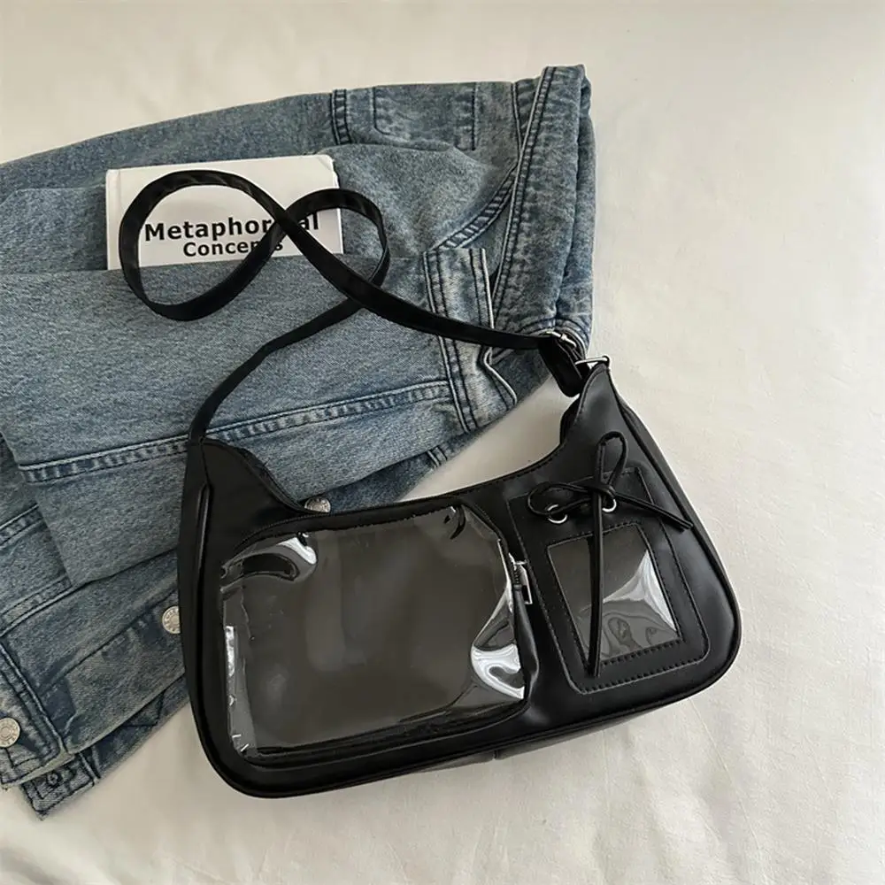 Y2K Borse da scuola Harajuku giapponesi per ragazze adolescenti Nuovo 2025 Borsa a tracolla trasparente Itabag Distintivi fai da te Piastra di visualizzazione Borsa Ita