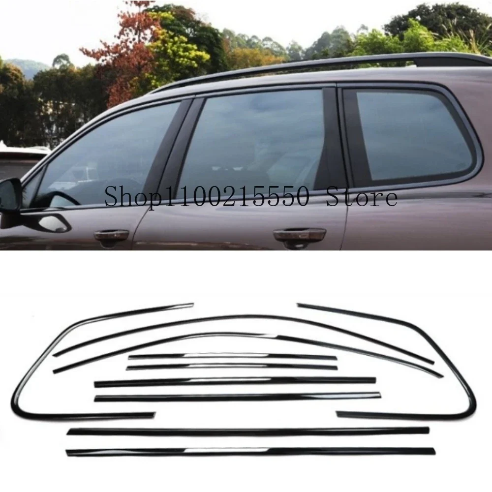 Bright black front bumper window door trim  For VW Touareg 2019-2023