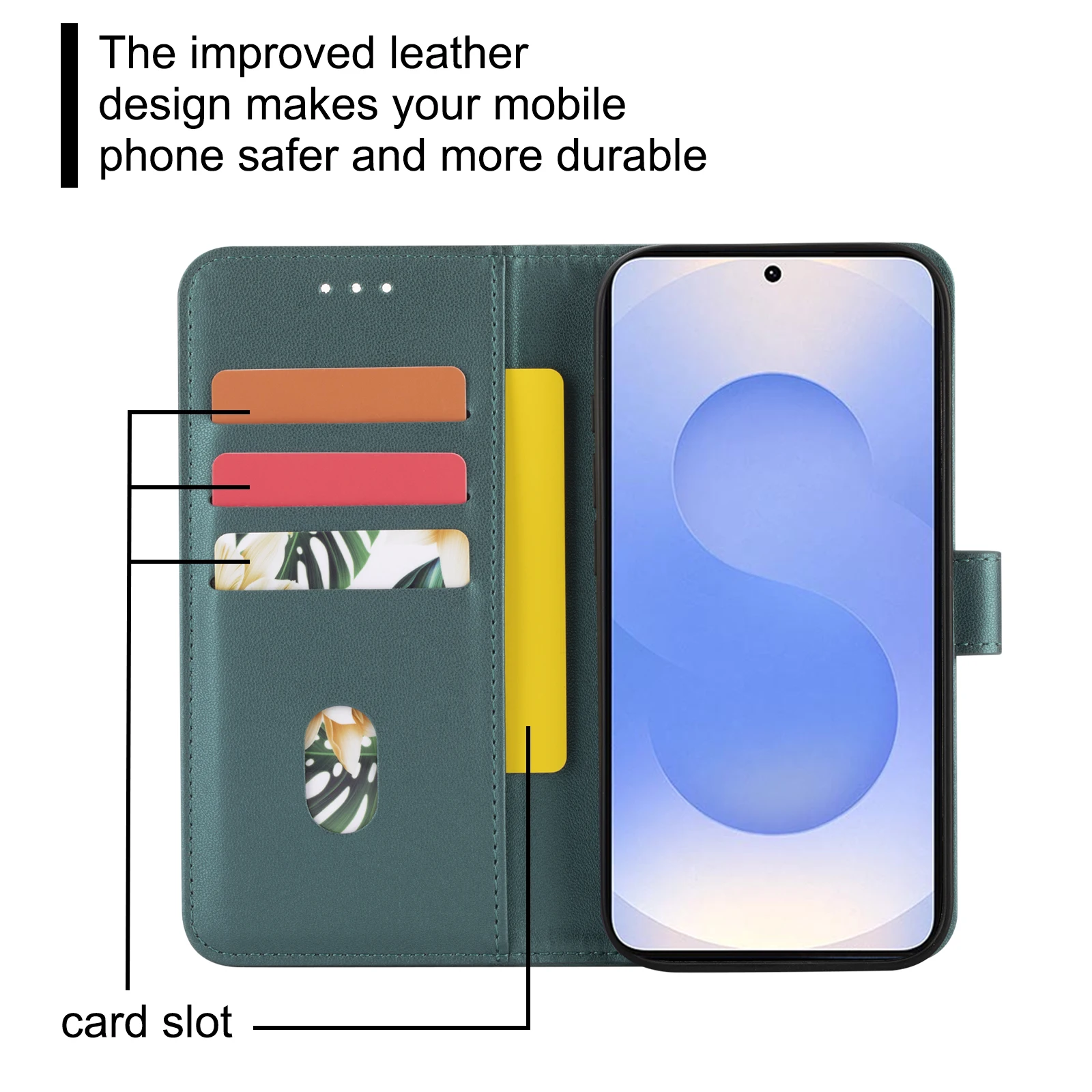 For Samsung S26 Series Protective Case S25/S24/S23/S22/S21/S20Fe Flip Wallet Protective Case with Card Slot Faux Leather Phone Case view 2