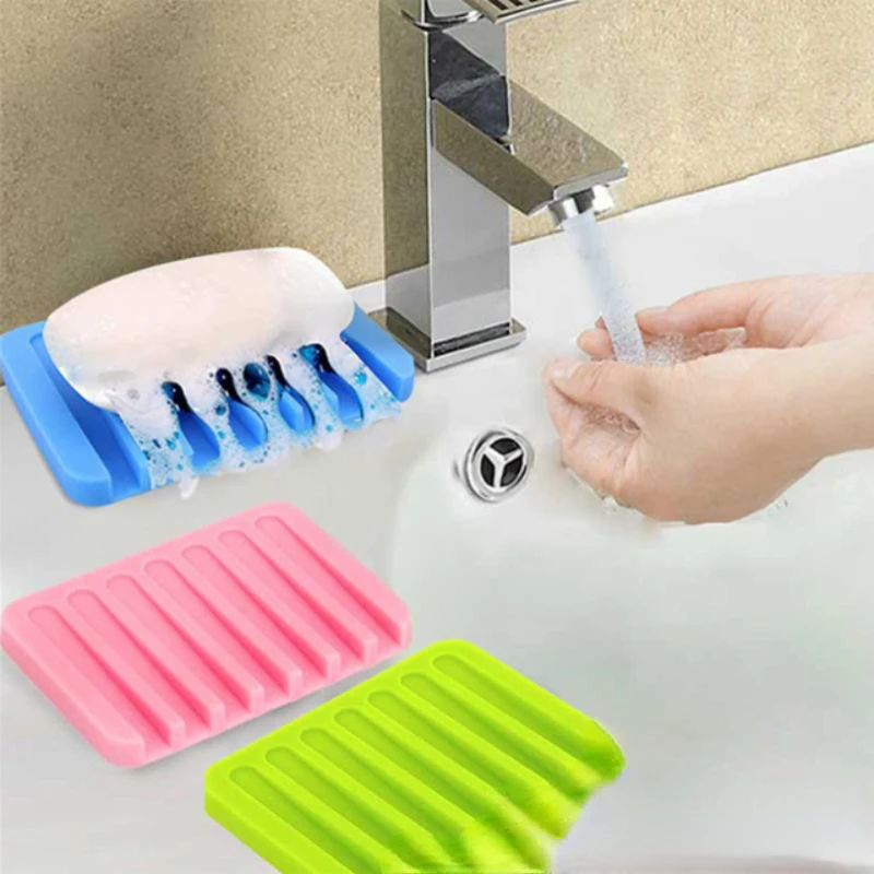 

Silicone Tray Soapbox Soap Dishes Plate Holders Tray Soaps Rack World Anti-skidding Improvement Silicone Flexible Body Cleansers