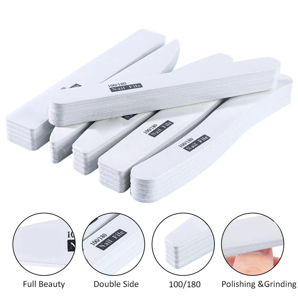 30Pcs Nail Files Double Sided Grit Professional Manicure Nail Buffers Smoothing Shaping Natural Nails False Extensions Salon