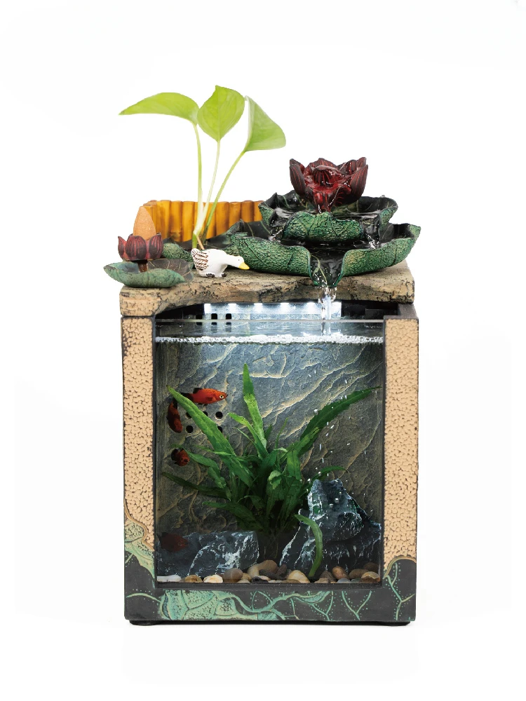 

Jiangxinfang landscape small fish tank landscaping desk flowing water ornaments circulating water office tea table creative micr