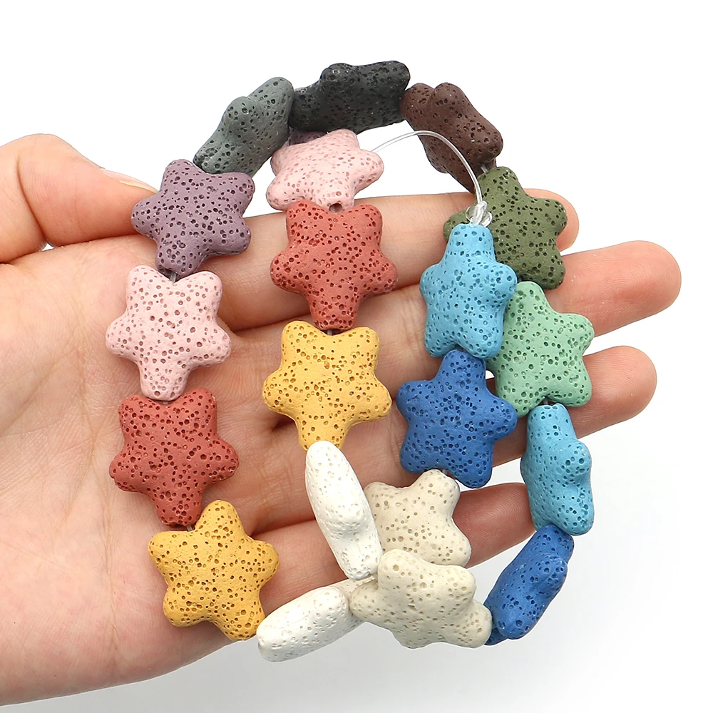

Star Shape Natural Volcanic Rock Loose Beads Mixed-Color Polished Straight-Hole Necklace Bracelet Jewelry Making Components