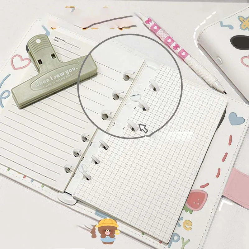 Sanrio Pochacco Loose Leaf Binder Notebook Cute Cartoon White Dog PU Cover Grid Line Blank Pages School Office Stationery Gift view 3