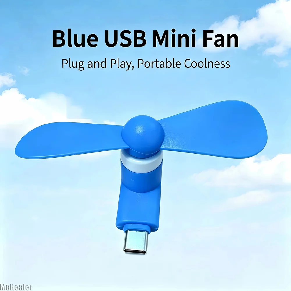Portable Mini Type-C USB Phone Fan with Soft Blades, Compatible with Type-C Phones and Power Banks, Plug and Play for Summer Coo