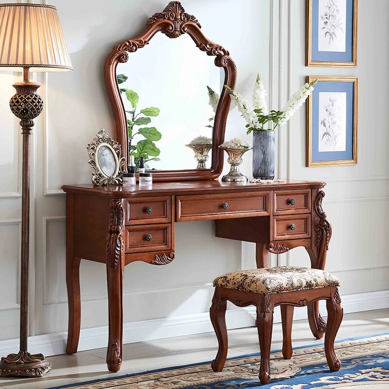 

American solid wood dresser, mirror European home simple bedroom master bedroom storage cabinet integrated