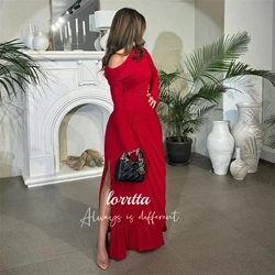 Customized Grace Red Evening Dress Long Sleeves Elegant Party Dresses for Women Luxury Robe De Soiree Femmes Woman Prom Wedding