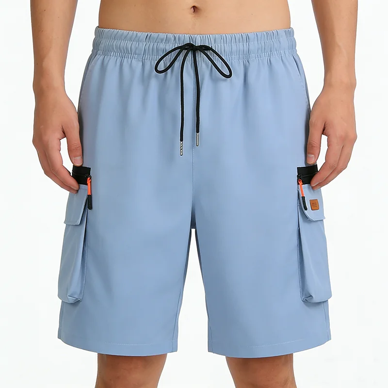 Men's Big Pocket Cargo Shorts Outdoor Summer Quick Dry Climbing Camping Army Tactical Short Pants Men Elastic Waist Work Shorts