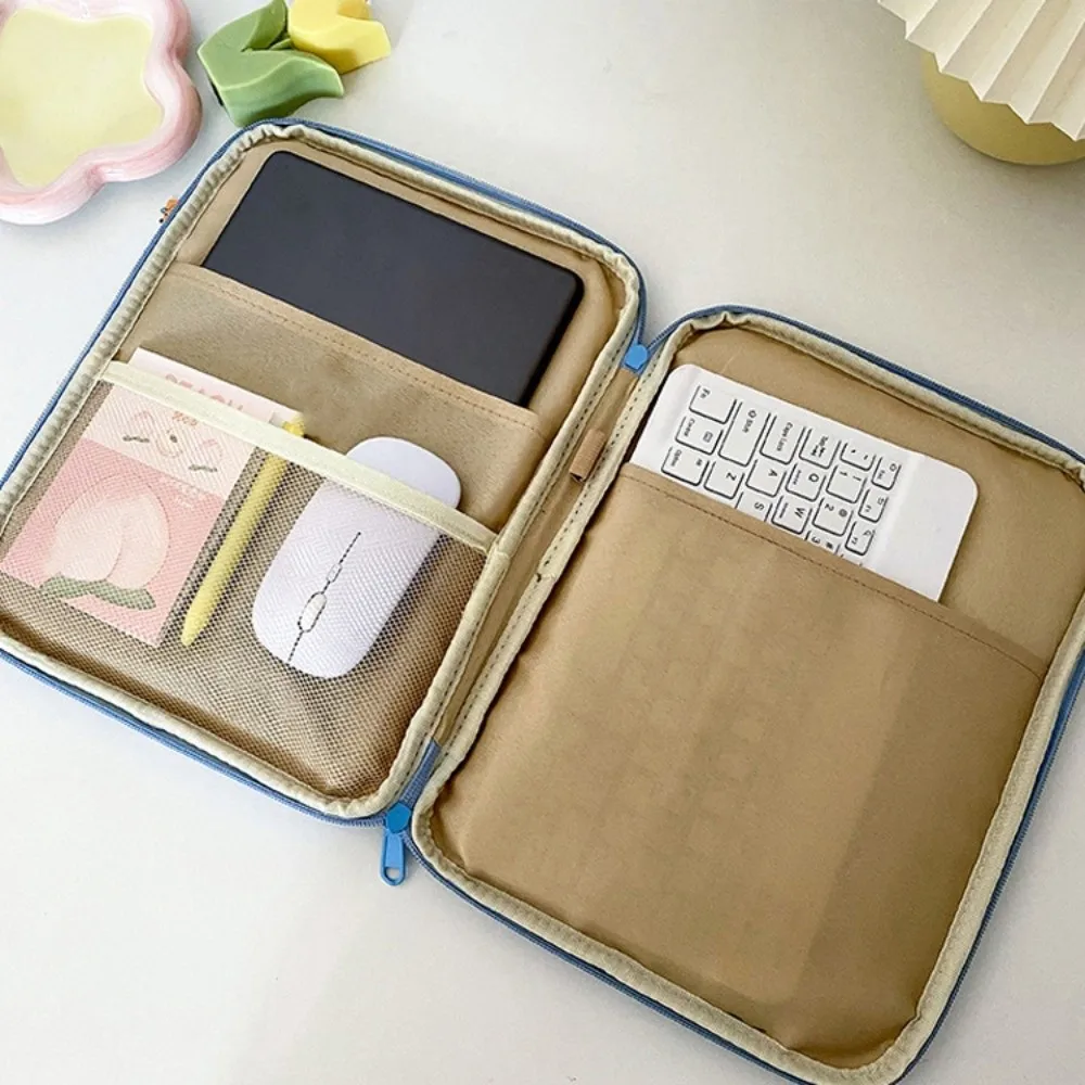 Tablet Pouch Ins Grid Laptop Bag 13 Inch Shockproof Tablet Sleeve Bag Cute Kawaii Girl Computer Bag File Package