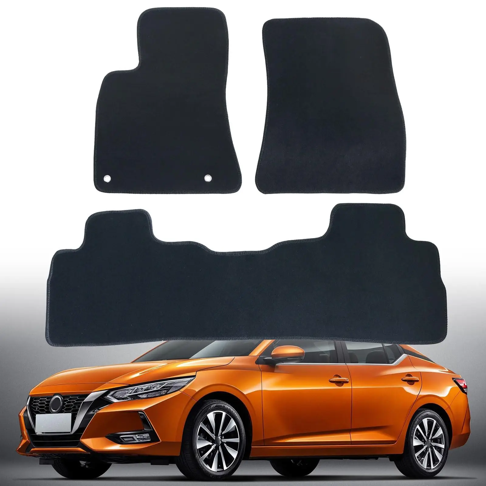 

Car Floor Mats Full Set For Nissan Sentra 2022-2025 Velour Black Waterproof All Weather
