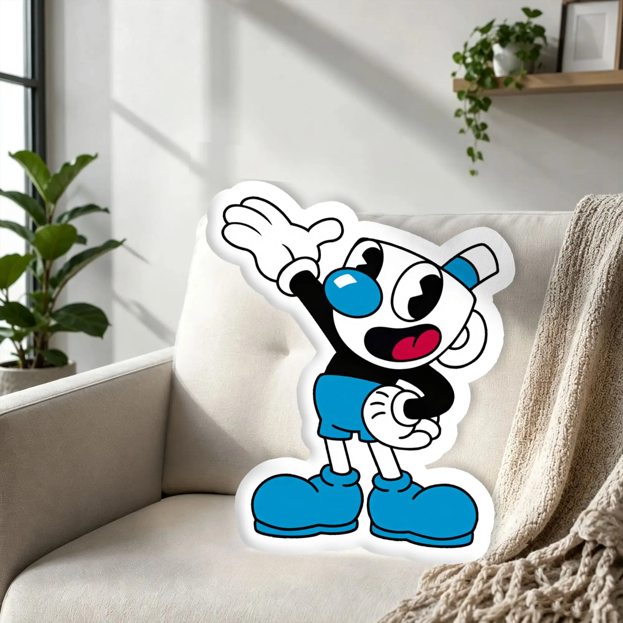 Custom C-Cupheades Cartoon Hot Pillow Double Sided Manga Home Decoration Salon Personalized Plush Pillows for Living Room