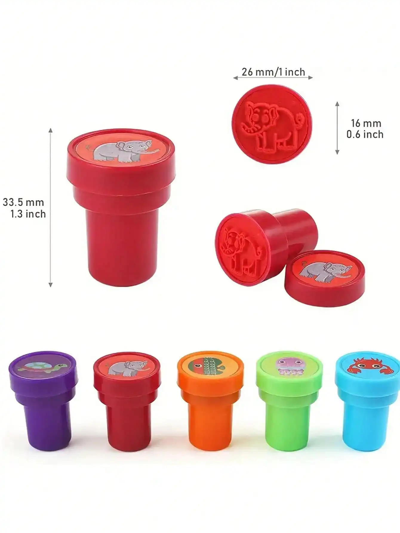 ชุดแสตมป์สัตว์หลากสีสันแบบสุ่ม 26 ชิ้น - เหมาะสำหรับครู งานปาร์ตี้ และงานฝีมือ DIY - วัสดุพลาสติก