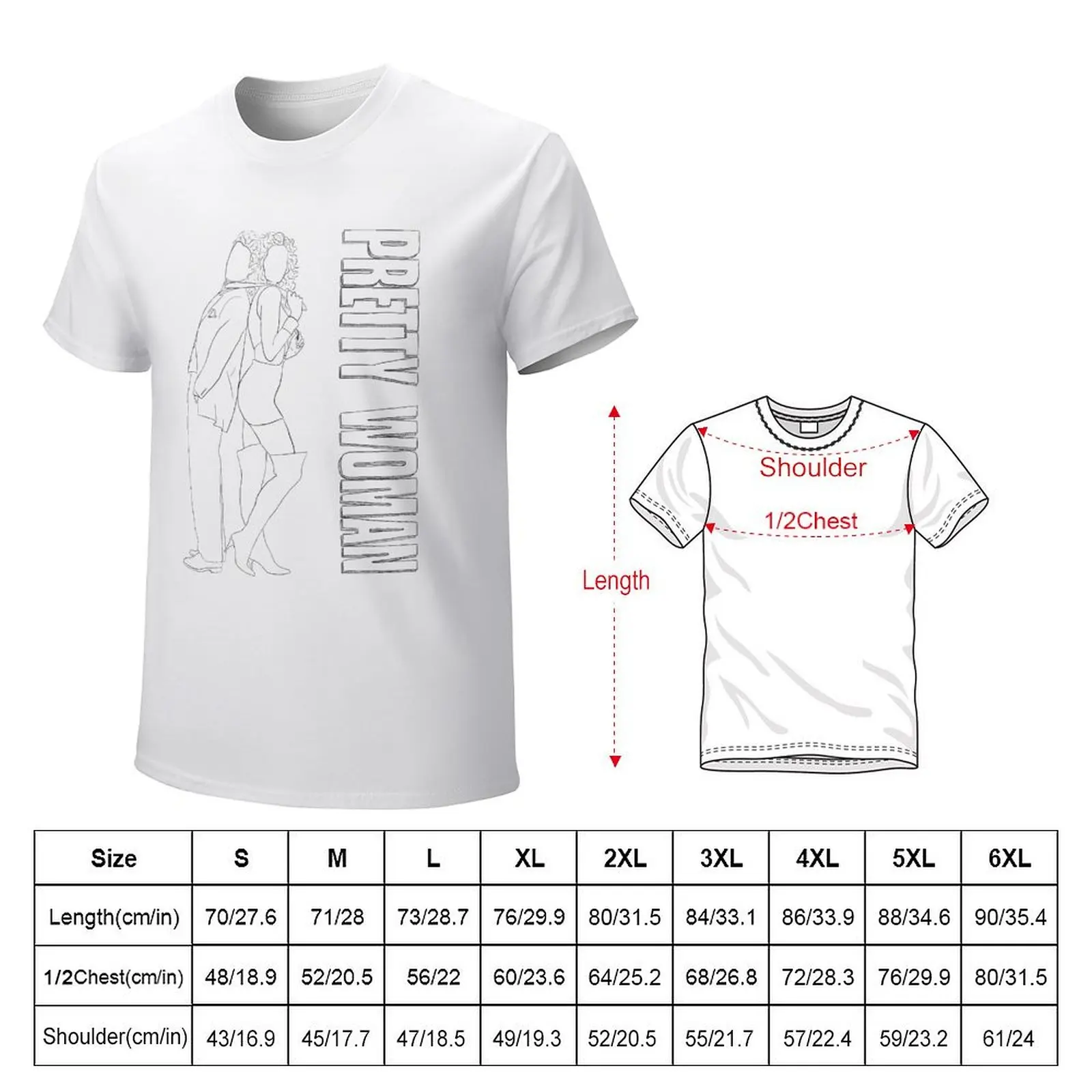 Pretty woman poster drawing T-shirt vintage summer clothes mens clothing