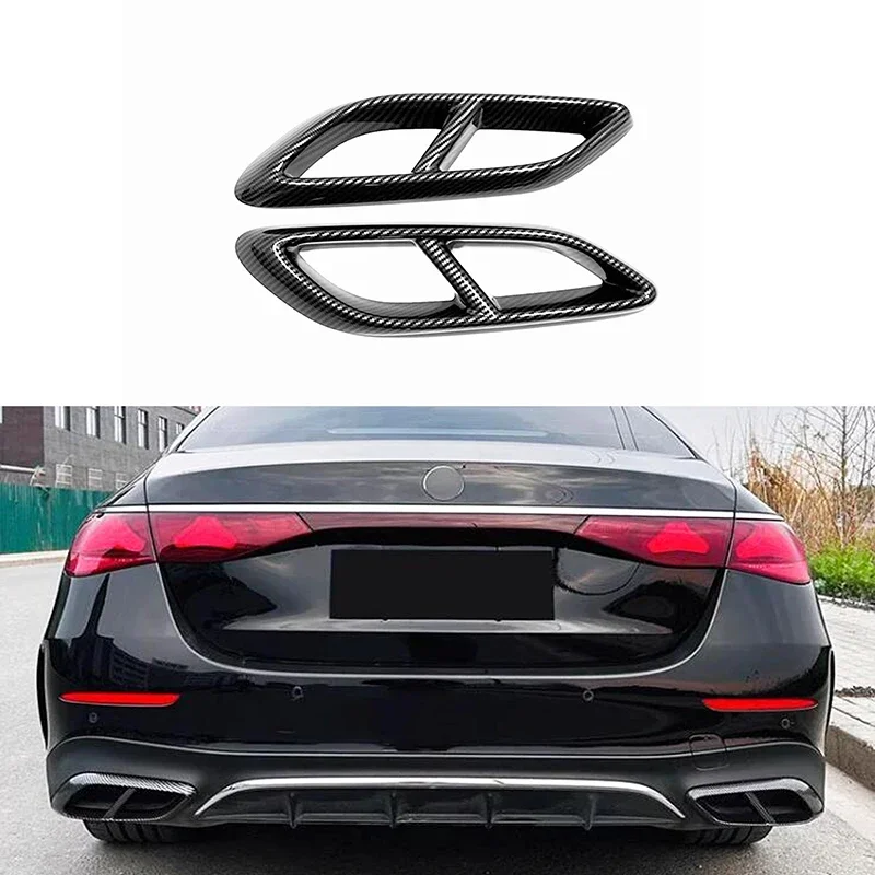 

For Mercedes-Benz E-Class E260 300 AMG 2024 ABS Car Tail Pipe Throat Muffler Exhaust Pipe Tail Cover Trim Car Accessories 2pcs