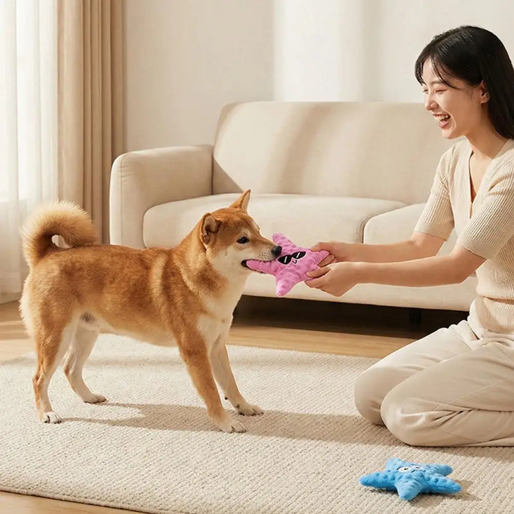 Sternförmiges Hundespielzeug Weiches Plüsch-Haustier-Spielzeug mit Eingebauter Rassel Knisterpapier Bissresistent Welpentraining Langeweile-Bekämpfung Interaktiv