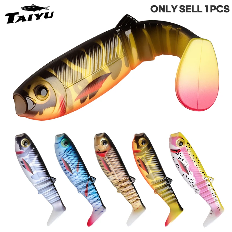TAIYU - Señuelo de Pesca Suave de PVC con Cola en T, Multiarticulado, 3D, 7.5cm, 6g, Cebo Artificial Español Legendario