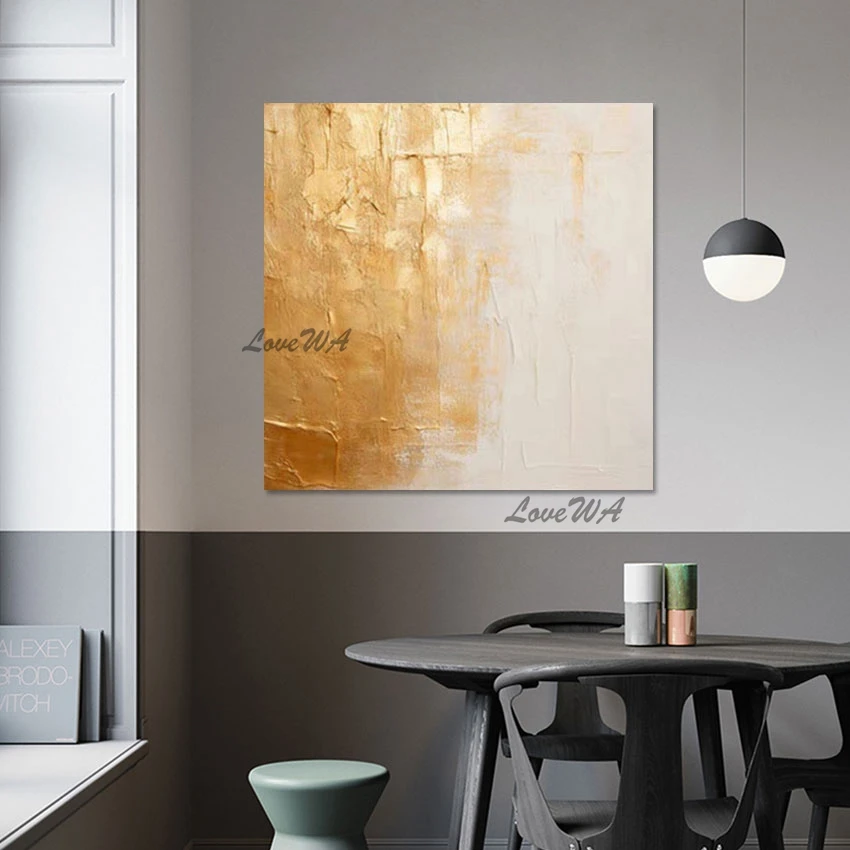 Gold Foil Abstract Oil Paintings on Canvas, Modern Textured Wall Art, Chinese Imports, Home Decor, Living Room Pictures