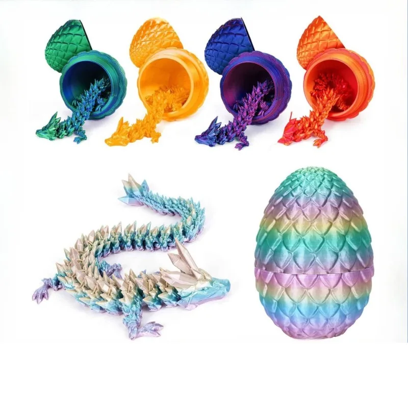 Huevo de dragón impreso en 3D de 22cm con modelo de dragón articulado, artículos de decoración del hogar, esculturas de decoración de habitación, figuritas, adorno de escritorio