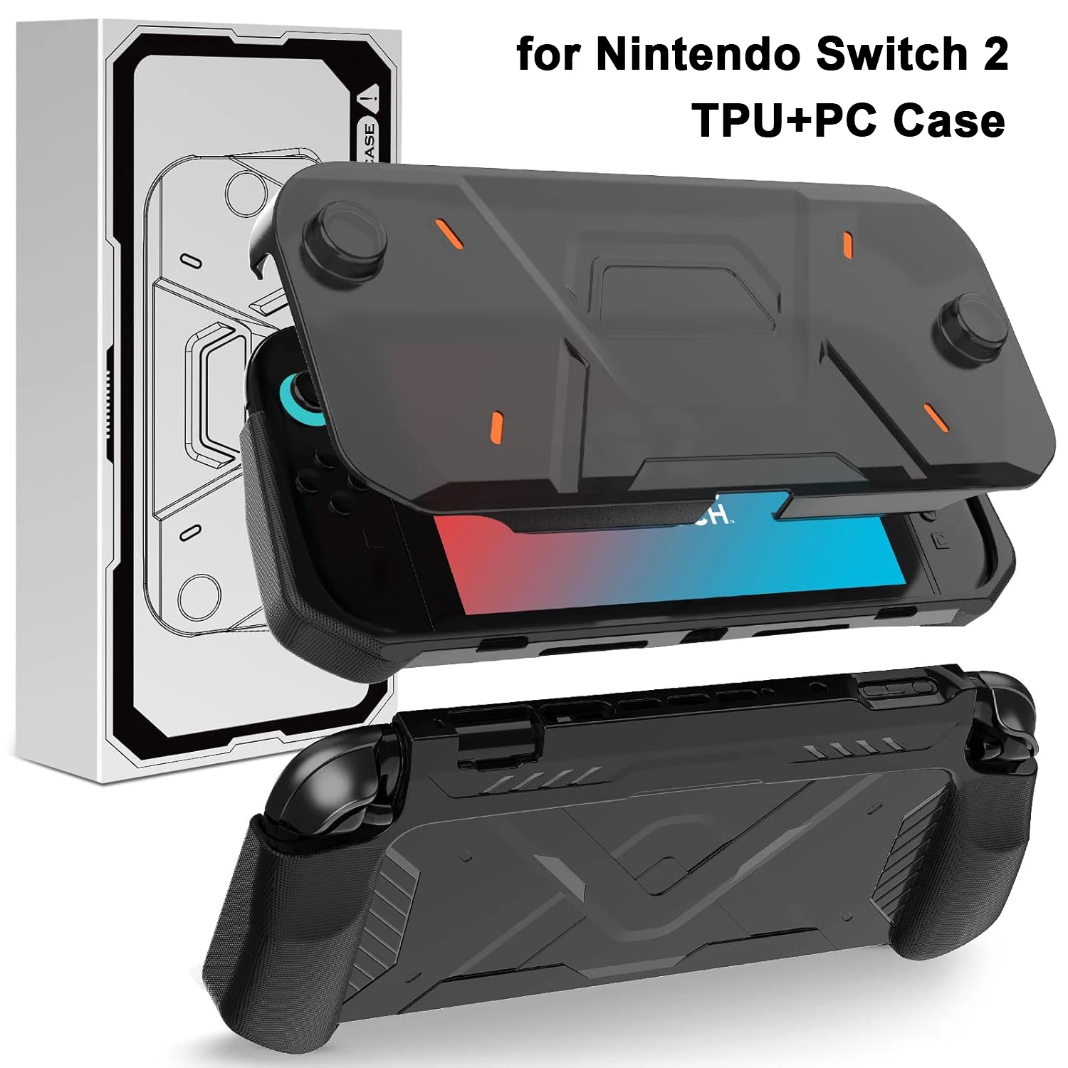 for Nintendo Switch 2 Case 2025 TPU PC 2 in1 Cover Protector Anti-Scratch Shock-Absorption Ergonomic Grip Design Easy to Install