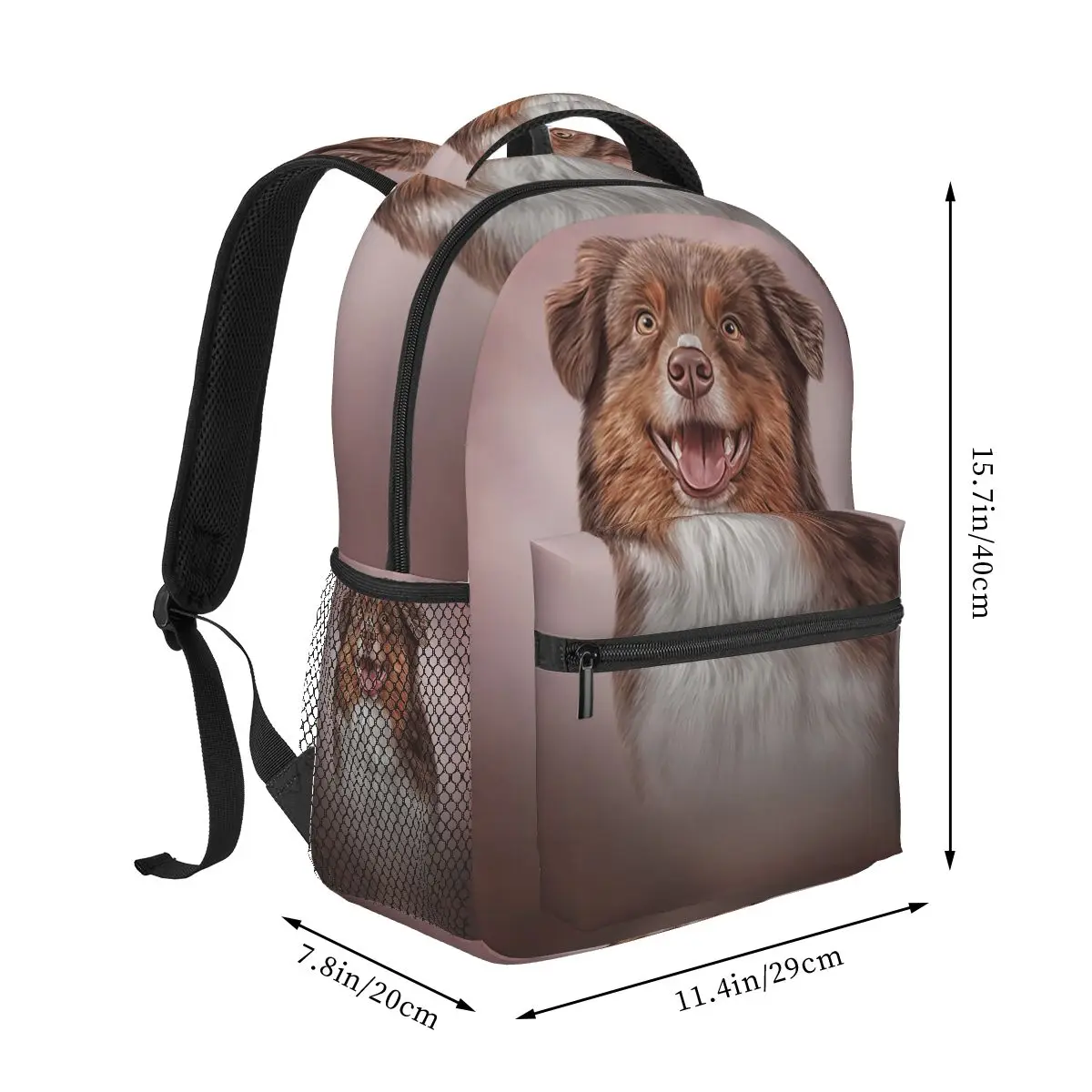 Dog Breed Australian Shepherd Dog Student Backpack School Bag Hiking Travel Daypack for Men Women Fashion Bookbag Shoulder Bags
