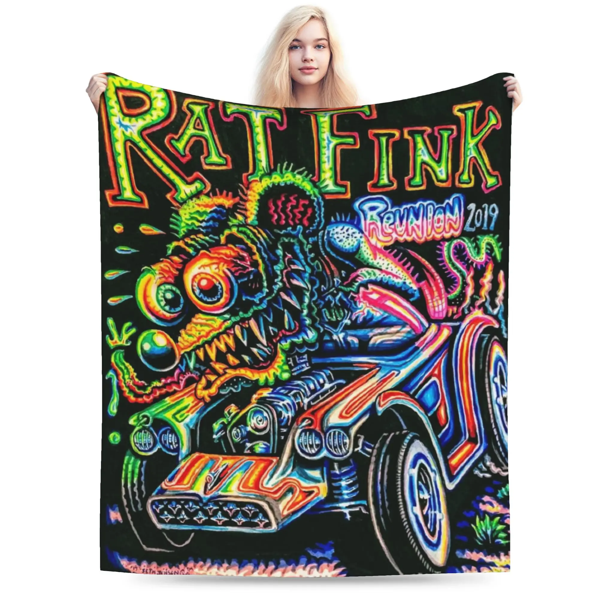 Comfort Rat Fink Blanket Stuff Sofa Decorative  Throw Blanket Ultra-Soft Fleece for Travel