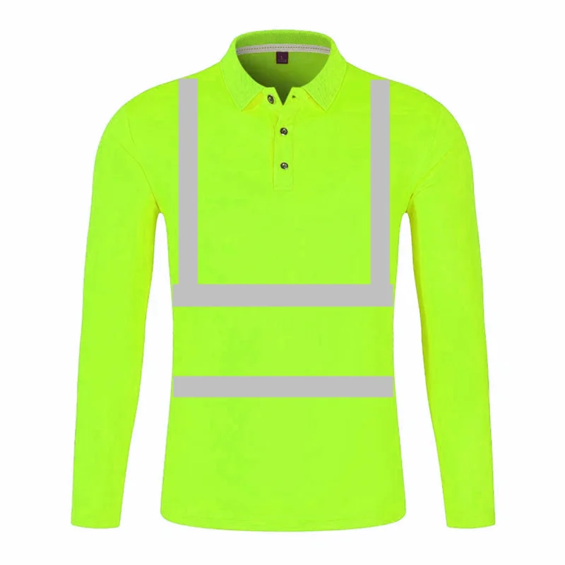 Hi Vis Safety Work Polo Shirt Reflective Construction Shirts for Men Quick Dry Long Sleeve Shirt Men Outdoor